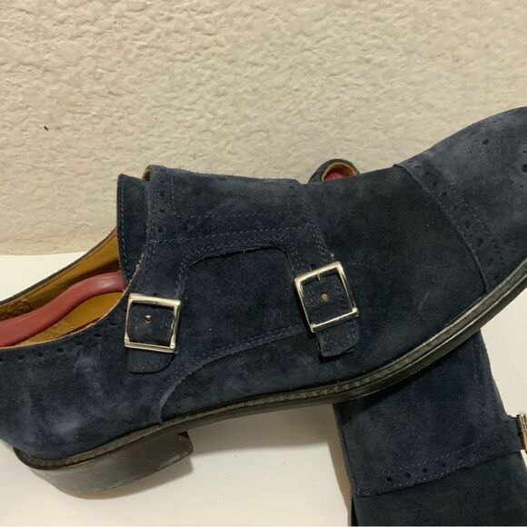 BROLETTO size 10 M blue  monk strap leather sole made in Italy shoes main image 13